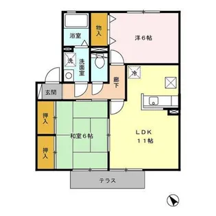 サンフローラ一ツ葉 A棟【1階】の間取り