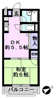 1DKの間取り画像