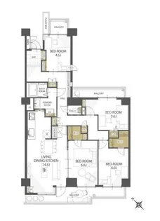 稲毛スカイマンションA棟【9階】の間取り