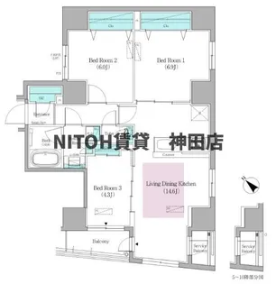 東京都中央区日本橋馬喰町1【マンション】の間取り