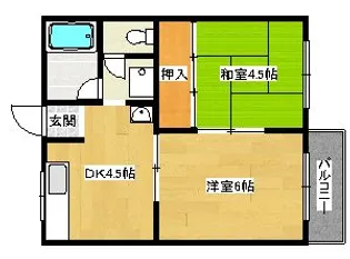 ハイツ奥村B棟【1階】の間取り