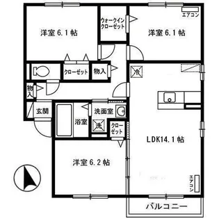 ボヌール・ヒルズ市名坂A【2階】の間取り
