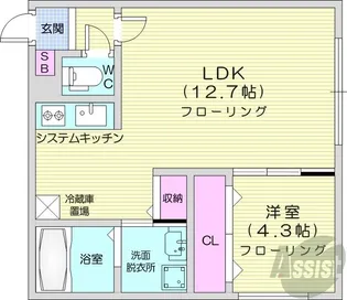HERO YAMAHANA1【2階】の間取り