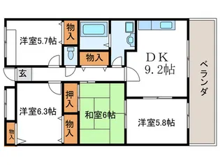 エスポワ-ルKYO【2階】の間取り