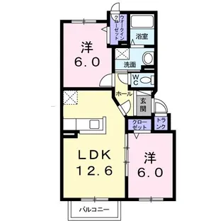 ソレイユ西町B【2階】の間取り
