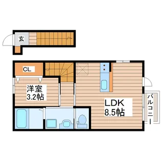 アンセル長町A【2階】の間取り