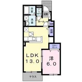 リヴェール竹田【1階】の間取り