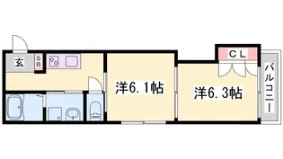 ParkCourt離宮前【1階】の間取り