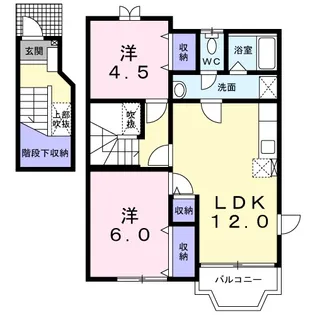 パティオソレアードKT A【2階】の間取り