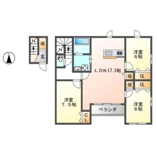 メゾンベール藤井寺【2階】の間取り