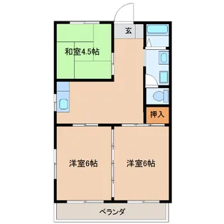 ハイツ大穂【2階】の間取り