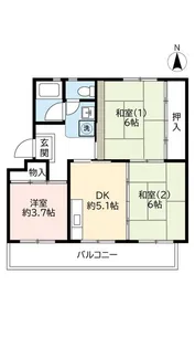 UR男山【5階】の間取り