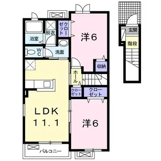 カーサ アバンツァートI【2階】の間取り