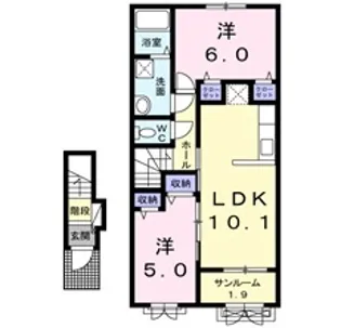 ラビアンローズ2【2階】の間取り