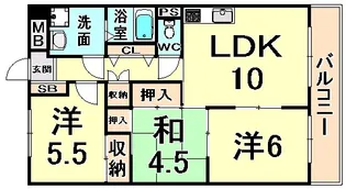 エクシード塚口【2階】の間取り