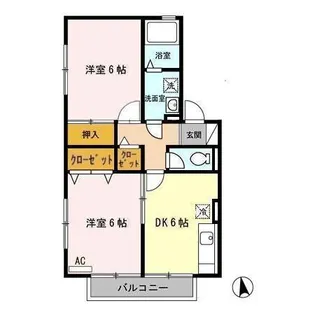 ブラン・ルワージュB【2階】の間取り