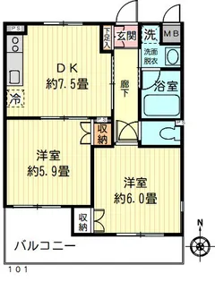 ウィステリア綱島【1階】の間取り