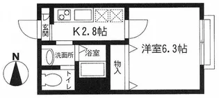 【収納広い1K】シャンベール【1階】の間取り