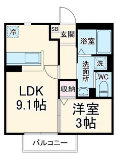アンソレイユ大和【1階】の間取り