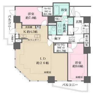 ザ・パークハウス三田ガーデンタワー【21階】の間取り