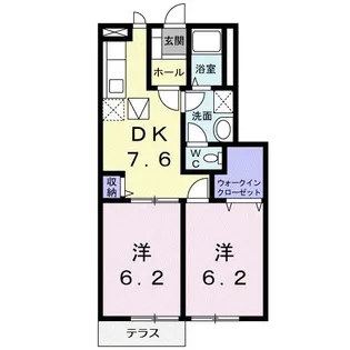 クレセント佃W(ウエスト)【1階】の間取り
