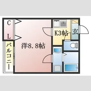 クレフラスト駅南大通り【2階】の間取り
