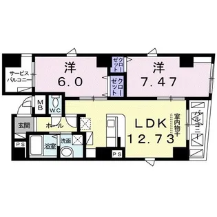 リバーサイド おがさはら【6階】の間取り