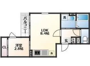 仮称)二軒茶屋アパート【3階】の間取り