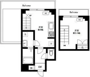 シンシア早稲田南【5階】の間取り