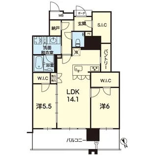 MJR熊本ゲートタワー 2506号【25階】の間取り