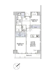 クラシアム神奈川台場【7階】の間取り