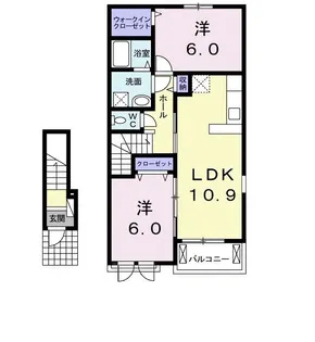ヴィッラ・フジヤ I【2階】の間取り