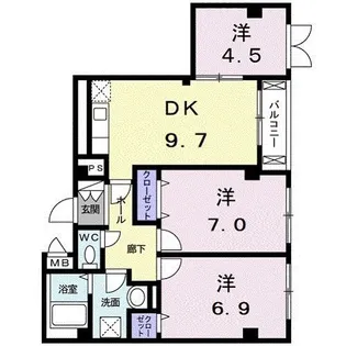 キャトル荒神【2階】の間取り