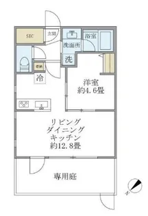 レジデンスエルム【1階】の間取り