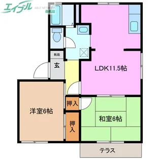 Kポイント B棟【1階】の間取り