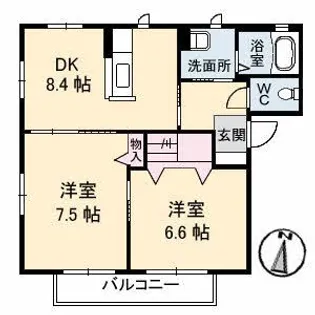 ナモワ-ル A棟【2階】の間取り