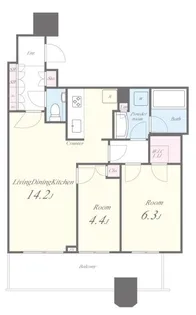パークタワー勝どき サウス棟【15階】の間取り
