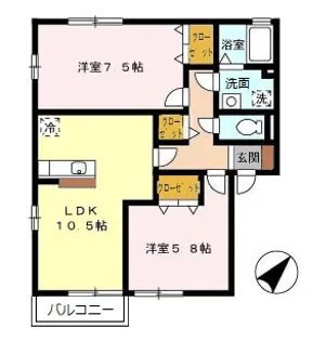 ベルデュール吉田 A棟【2階】の間取り