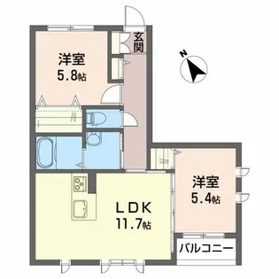メゾンマスト古湊【2階】の間取り