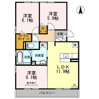 ソレイユY・II【3階】の間取り