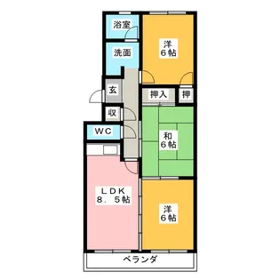 シティーパレス松本【3階】の間取り