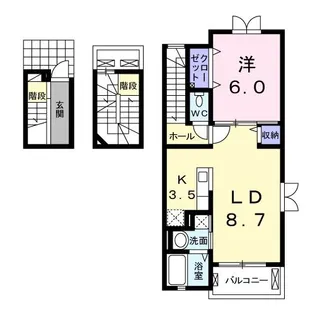 ジェルメみどりB【3階】の間取り