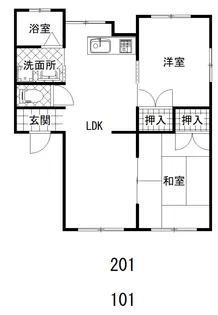 コーポ東田【1階】の間取り