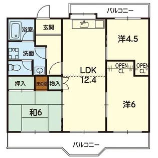 あさひマンション渡鹿【2階】の間取り