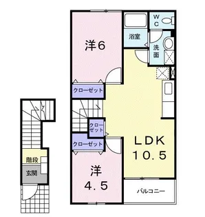 カンパヌール A【2階】の間取り
