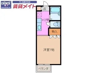 メゾンこにしB【2階】の間取り