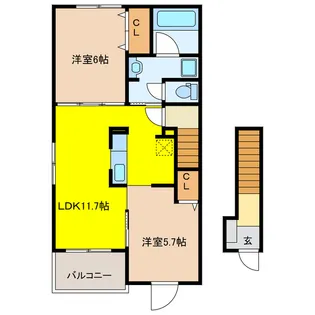 岐阜県大垣市築捨町5【アパート】の間取り