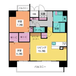ロンドヴェルチュ桜山【6階】の間取り
