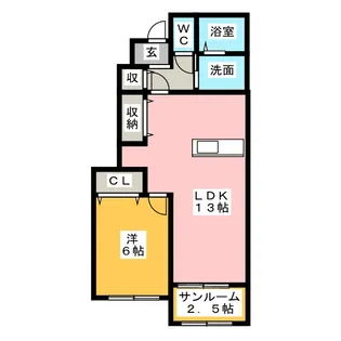 サニースクエアI【1階】の間取り
