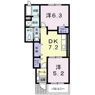 デーア・マーベラスB【1階】の間取り
